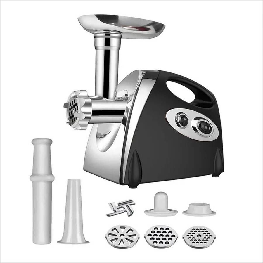 RM Store Elektrische Vleesmolen Worstmolen Meat Grinder Krachtige Motor Alle Soorten Vlees Inclusief Accessoires Zwart 28 x 18.5 x 33 cm