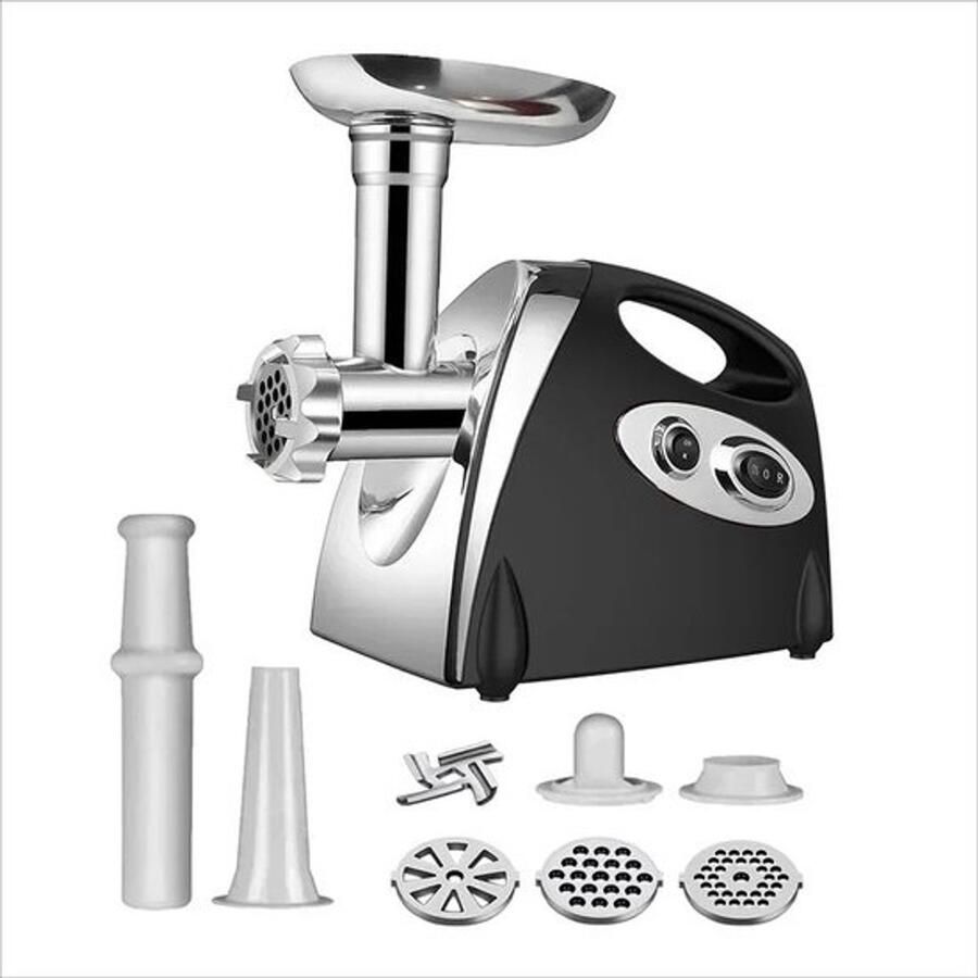 RM Store Elektrische Vleesmolen Worstmolen Meat Grinder Krachtige Motor Alle Soorten Vlees Inclusief Accessoires Zwart 28 x 18.5 x 33 cm