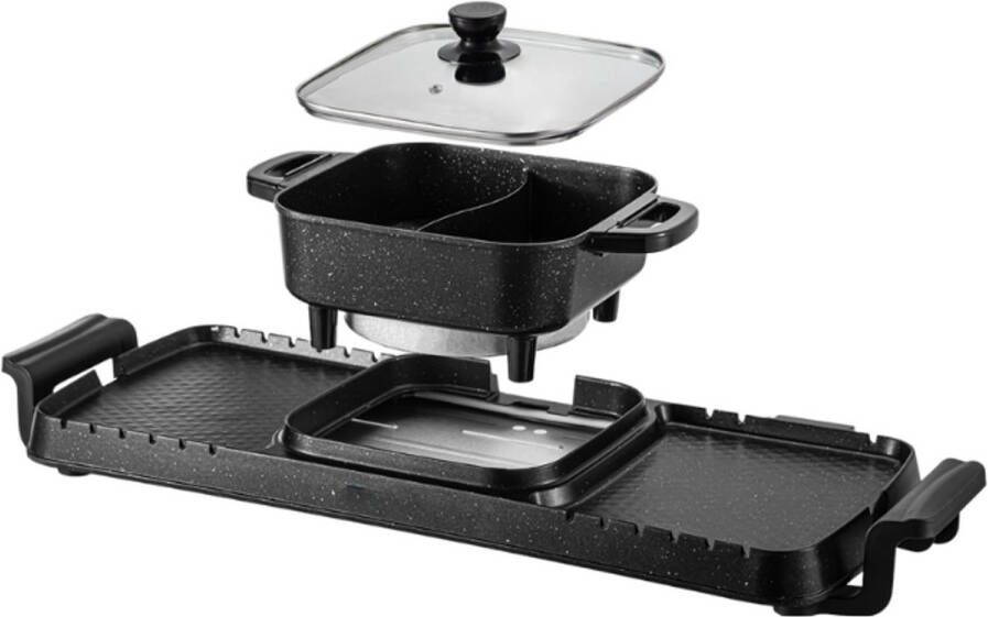 RM Store Gourmetstel Grill & Bakplaat 2 In 1 Elektrische Grill Afneembare Hot Pot 8 Personen 30 x 10 x 7.5 cm