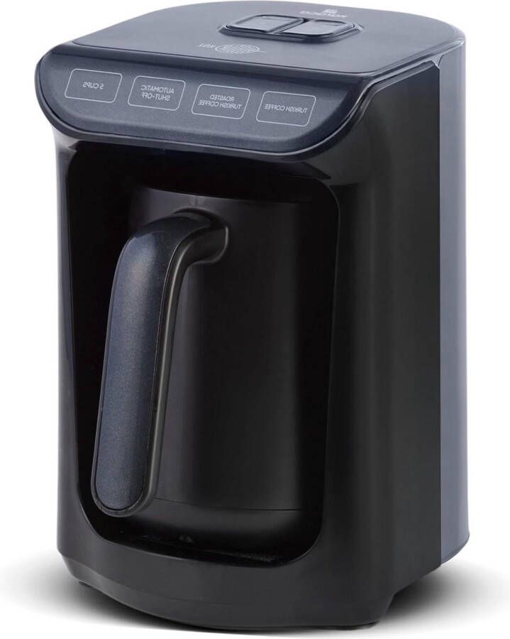 Roast Turks koffiezetapparaat glanzend zwart 5 kopjes veel schuim 535 W spraakwaarschuwing lichtwaarschuwing maatlepel eenvoudige reiniging