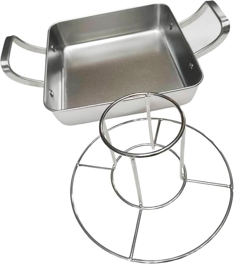 Roaster Bakplaat Roestvrij Staal Gelijkmatig Koken Verbeterde Warmtegeleiding 26 x 26 x 10 cm Zilver