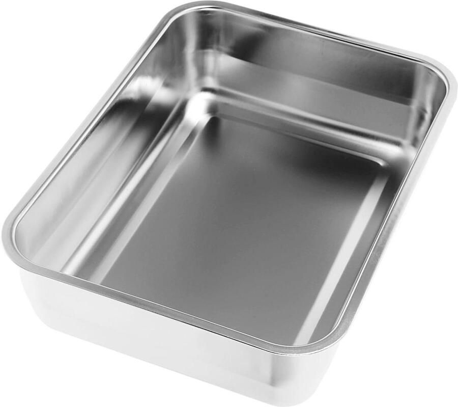 Roastplaat met Rooster Ovenschaal Bakplaat Oven Gebruik Roestvrij Staal 21.70X16.00X5.50CM Zilver