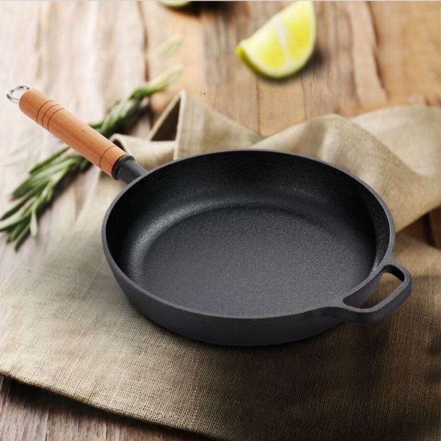 Robuuste Gietijzeren Koekenpan 9 Inch met Handvat Perfect voor Grillen en Pannenkoeken
