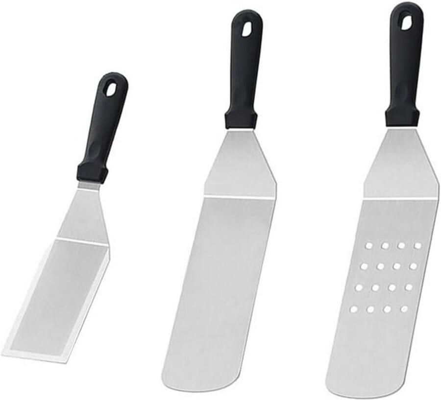 Robuuste roestvrijstalen bakspatel en grillspatel set voor hamburgers