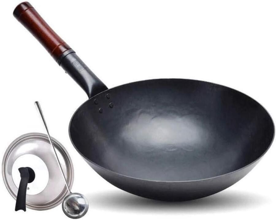 Roerbakpan Wok pan Gezond koken IJzeren constructie 36 cm Zwart