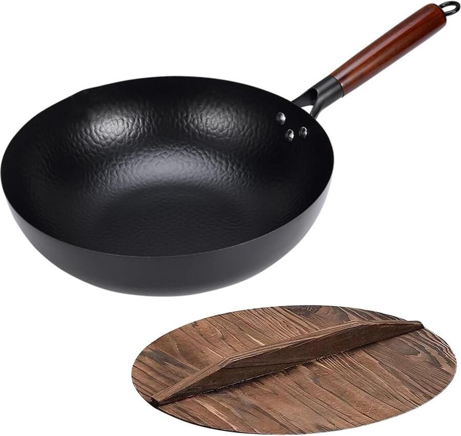 Nonstick Wok Pan Roerbakpan Koekenpan Lekker Koken Zonder Chemische Coating 32 cm Zwart