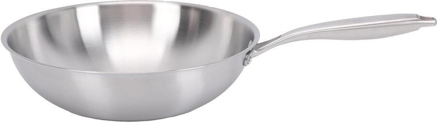 Roerbakpan Roestvrij Staal Wokpan Aziatisch Gezond Koken Meerlaagse Composiet Bodem 32CM Zilver