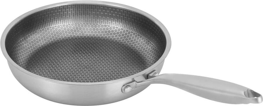 Roerbakpan RVS Koekenpan Wokpan Gezond Koken Honingraat Structuur 28 cm Zilver