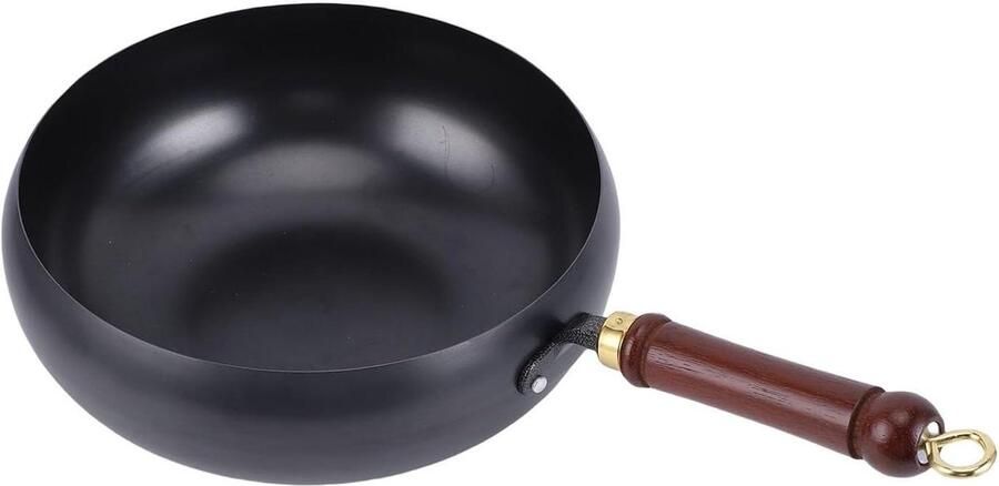 Roerbakpan Smeedijzer Wokpan Koekenpan Veelzijdig Koken Handgehamerd Ontwerp 28 cm Zwart