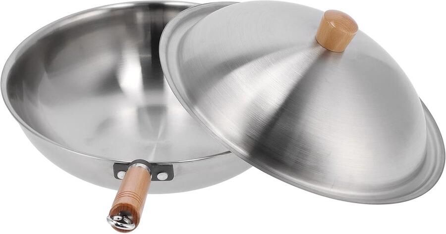 Roerbakpan Wokpan Koekenpan Dagelijks Koken Drielaagse Constructie 34 cm Diameter Zilver