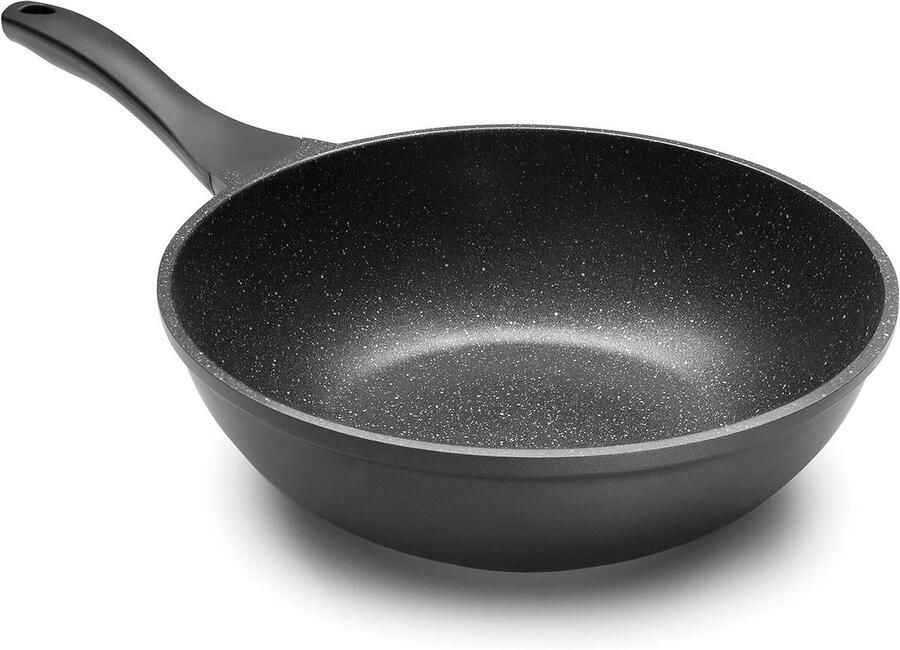 Roerbakpan Wokpan Koekenpan Gezond Koken Hyper Krasbestendig 28 cm Zwart