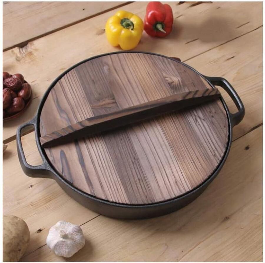 Roerbakwok Gietijzer Koekenpan Wok Lekker Koken Verdikt Materiaal 30 cm Zwart