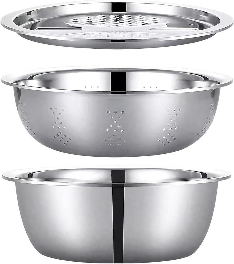 Roerkommen met rasp Mengkom set Maaltijden Bereiden Intelligent drainagesysteem 24.4 cm breed Meerkleurig