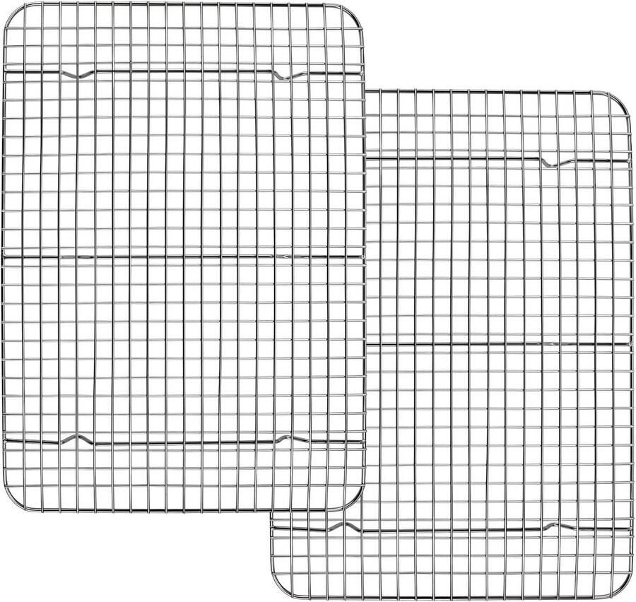 Roestvrij Staal Afkoelrooster Rechthoekig 38 9 x 28 5 cm Multifunctioneel Keukenrooster voor Bakken Grillen Koelen 2 stuks