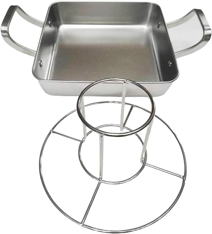 Roestvrij staal Braadpan Bakplaat Grill Gelijkmatig Koken Warmtegeleiding Bodem 26x26x10 cm Zilverkleurig
