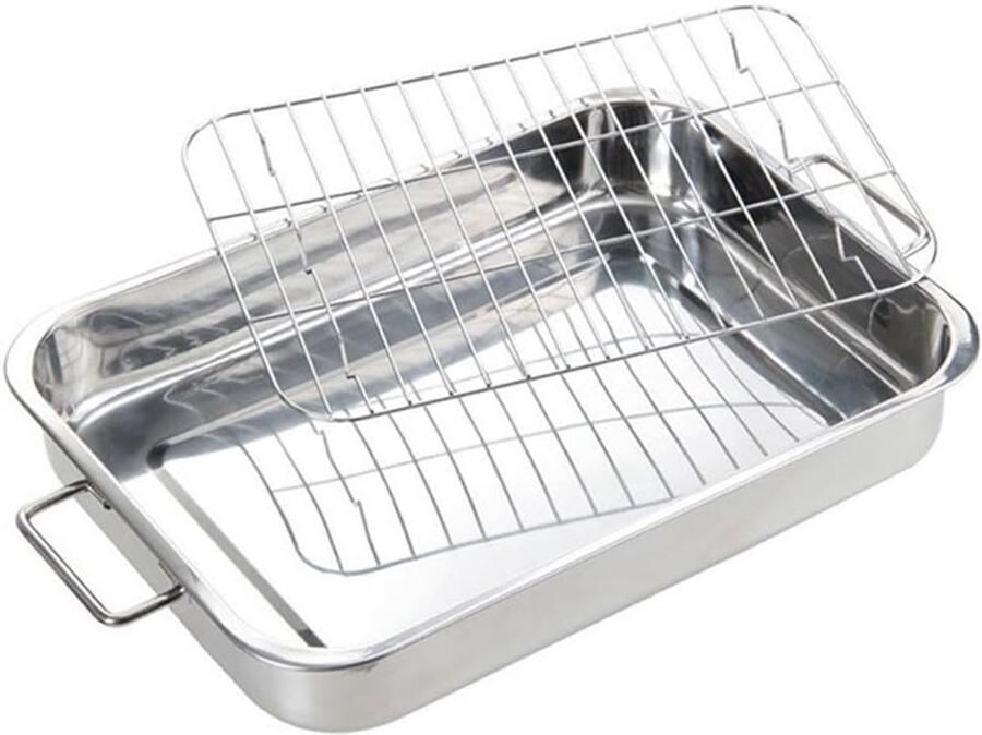 Roestvrij staal braadslede Oven pan bakplaat Bakken en braden Met grillrek