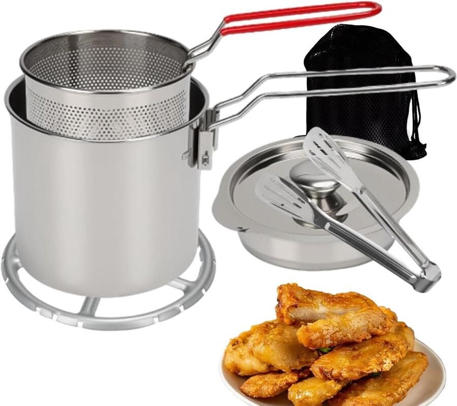 Roestvrij Staal Frituur Mini Ovenschotel Koken Buiten 7-delige Set 1.2L Capaciteit Zilver