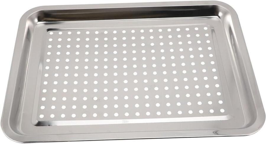 Roestvrij Staal Grillplaat Barbecue Bakplaat Buiten Koken Uniforme Warmteverdeling 40x30x2 cm Zilver
