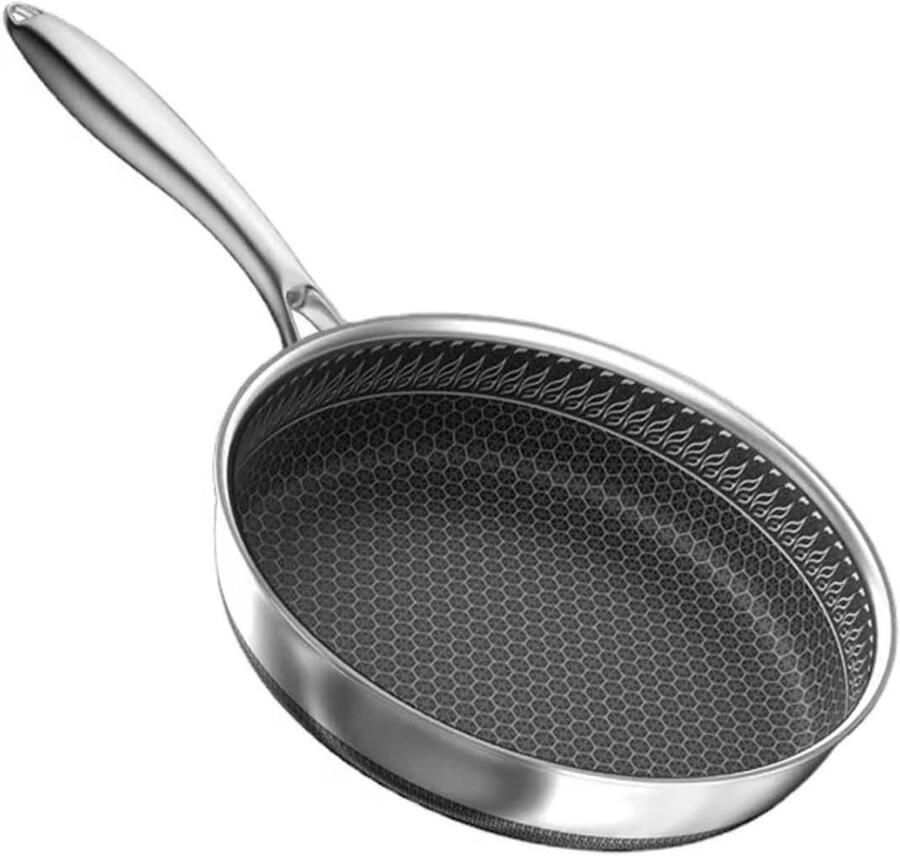 Roestvrij Staal Koekenpan Anti-aanbak Pan Veelzijdig Koken Gelijkmatige Warmte 32cm Zilver