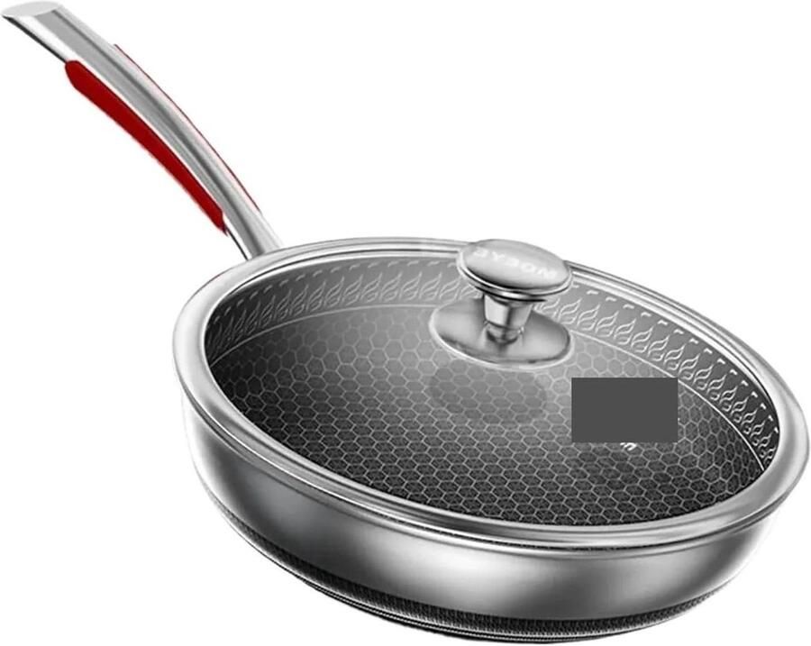 Roestvrij Staal Koekenpan Anti-aanbak Veelzijdig Koken Gelijkmatige Warmteverdeling 32 cm Zilver