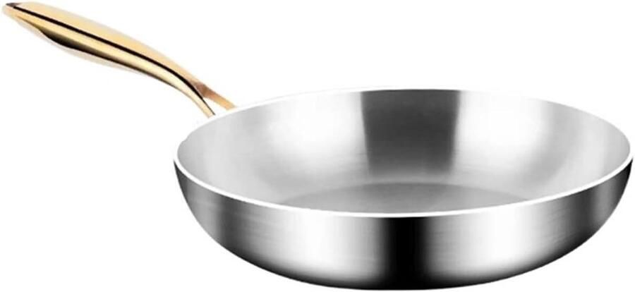Roestvrij Staal Koekenpan Bakpan Wok Veelzijdig Koken Gelijkmatige Warmte 30 cm Zilver