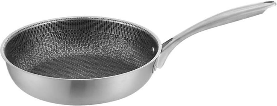 Roestvrij staal koekenpan Honingraat pan Biefstuk bakken Inductie geschikt 26 cm Zilver