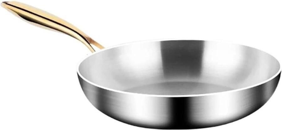Roestvrij Staal Koekenpan Kookpan Wok Veelzijdig Koken Gelijkmatige Warmte 30 cm Zilver