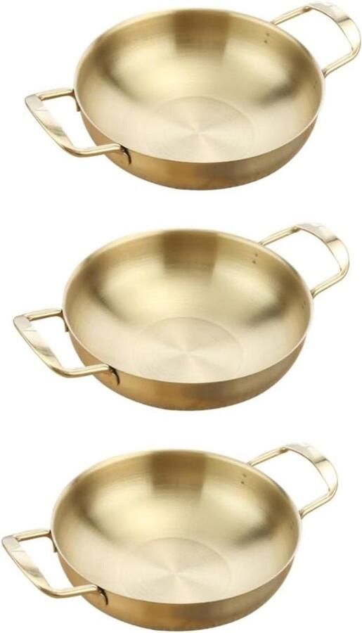 Roestvrij Staal Pan Kookgerei Wokpot Dagelijks Koken Dubbele Handgrepen 18 X 28 X 6 Cm Goud