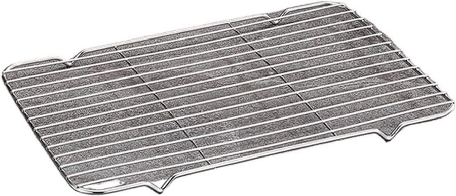 Roestvrij staal rek Bakplaat rooster Barbecue koken Non-stick oppervlak 35x24x1.5cm Zilver
