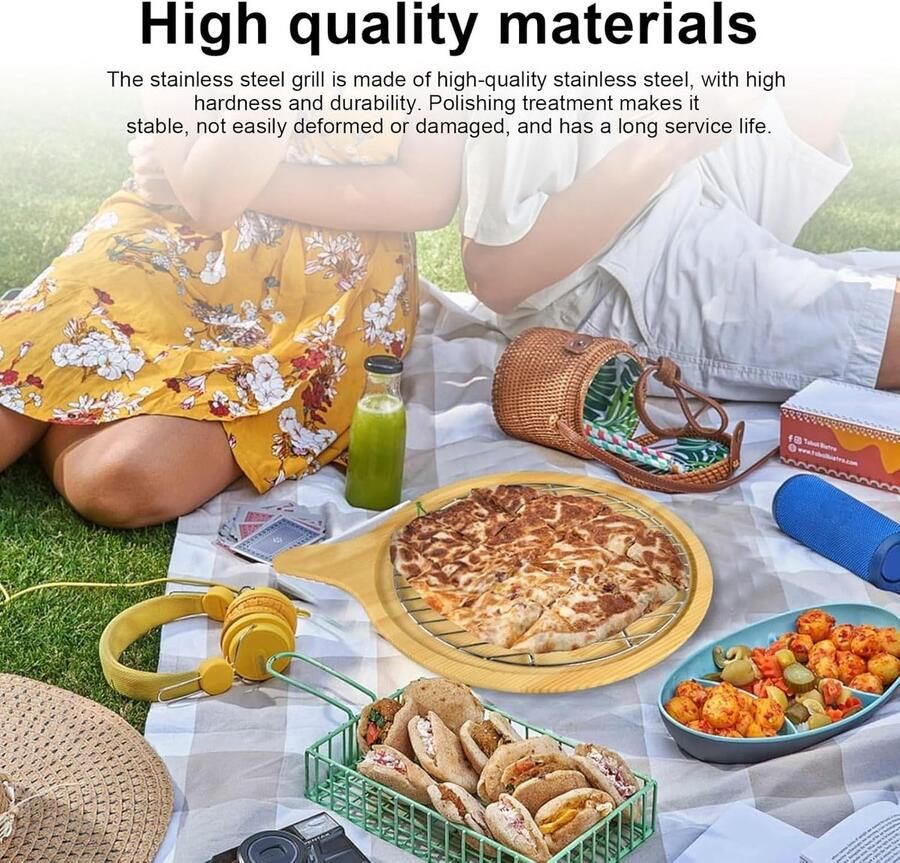 Roestvrij staal rond diameter 30 cm grillrooster rond Zilverkleurig rond roestvrij staal grillrooster vervangende kogelbarbecue geschikt voor camping en picknick