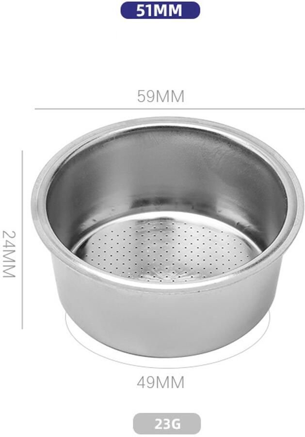 Roestvrij staal roze schaal italiaanse semi automatische koffiemachine accessoires roze kop filter kop onderloos handvat filter 51MM- 3-delig