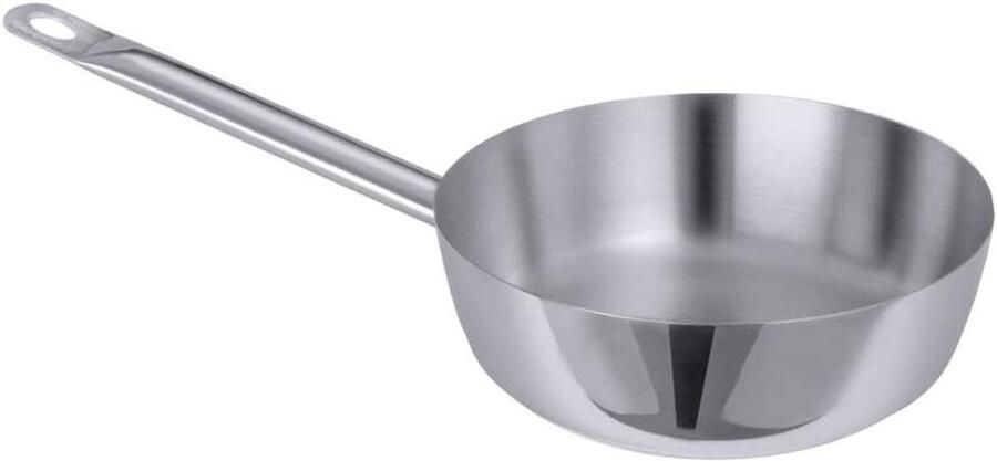 Roestvrij staal Sauteuse Koekenpan Koken op inductie Zware sandwichbodem 22 cm Zilver