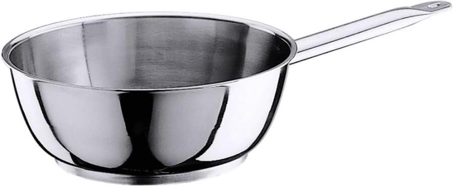 Roestvrij staal Sauteuse Koekenpan met deksel Professioneel koken Hoge glans schenkrand 20 cm