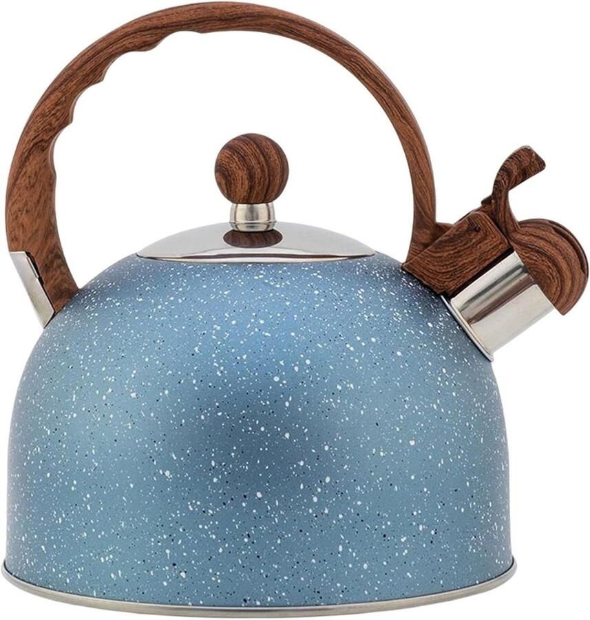 Roestvrij staal waterketel Theeketel Water koken Met fluitje 2.5L Wit Blauw