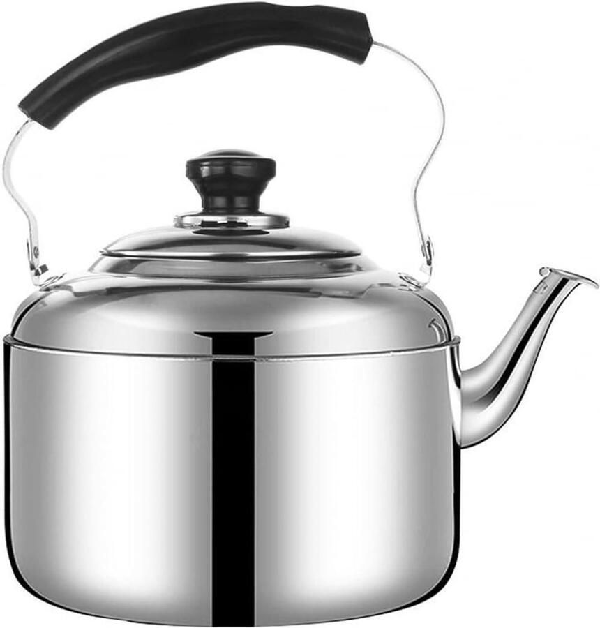 Roestvrij Staal Waterkoker Thee Waterkoker Fornuis Water Koken Fluitende Tuit 4L Zilver