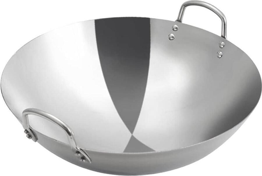 Roestvrij Staal Wok Wokpan Roerbakpan Keuken Koken Snelle Warmtegeleiding 65 cm Zilver