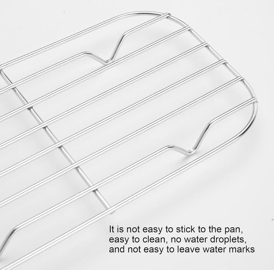 Roestvrij staaldraad Droogplaten Koelrek Bakplaat Bakken Koelen Grillen 3D-luchtstroomontwerp Klein 15 x 8.5 cm Zilver