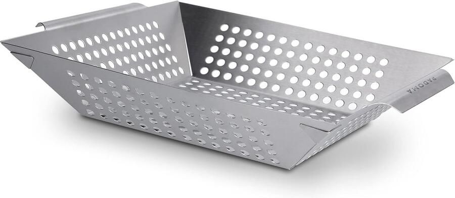 Roestvrij Stalen Grillmand voor Vlees Groenten en Vis 30 x 30 x 6 cm Vaatwasmachinebestendig
