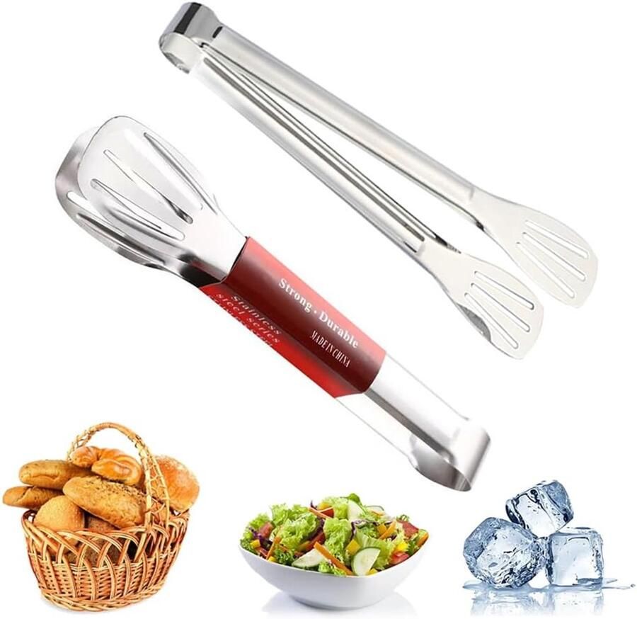 Roestvrij Stalen Grilltang 2 Stuks Hittebestendig 23 cm Voor Grillen Bakken en Salades