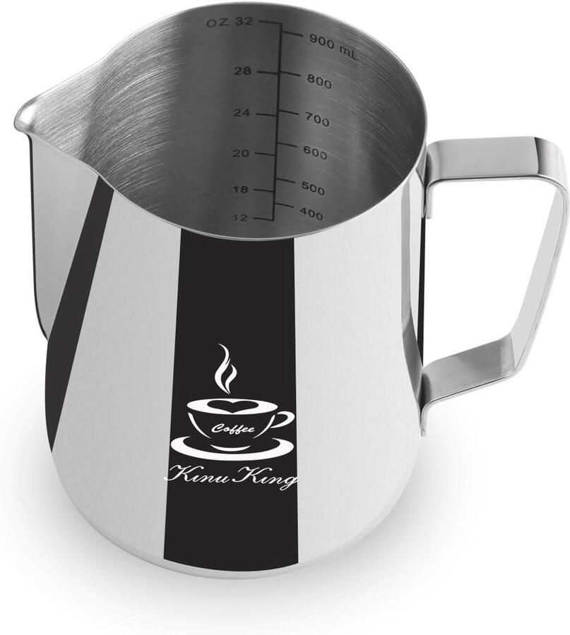 Roestvrij Stalen Melkopschuimkan 900 ml voor Perfecte Cappuccino en Latte Art