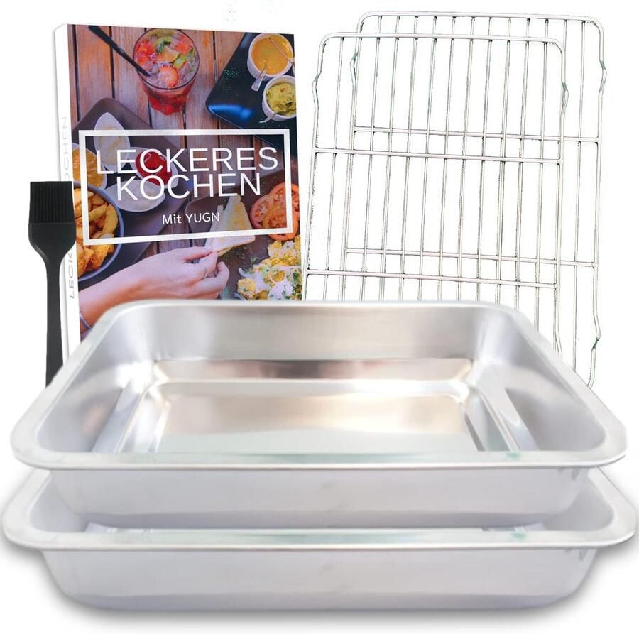Roestvrije Stalen Braadplaat met Rooster Bakplaat voor Oven Gerechten 36x27x6CM