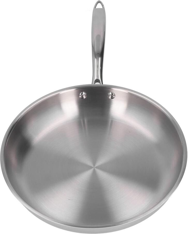 RVS Koekenpan Antiaanbak Kookgerei Inductie Geschikt Drievoudige Laag 24cm Diameter Zilverkleurig