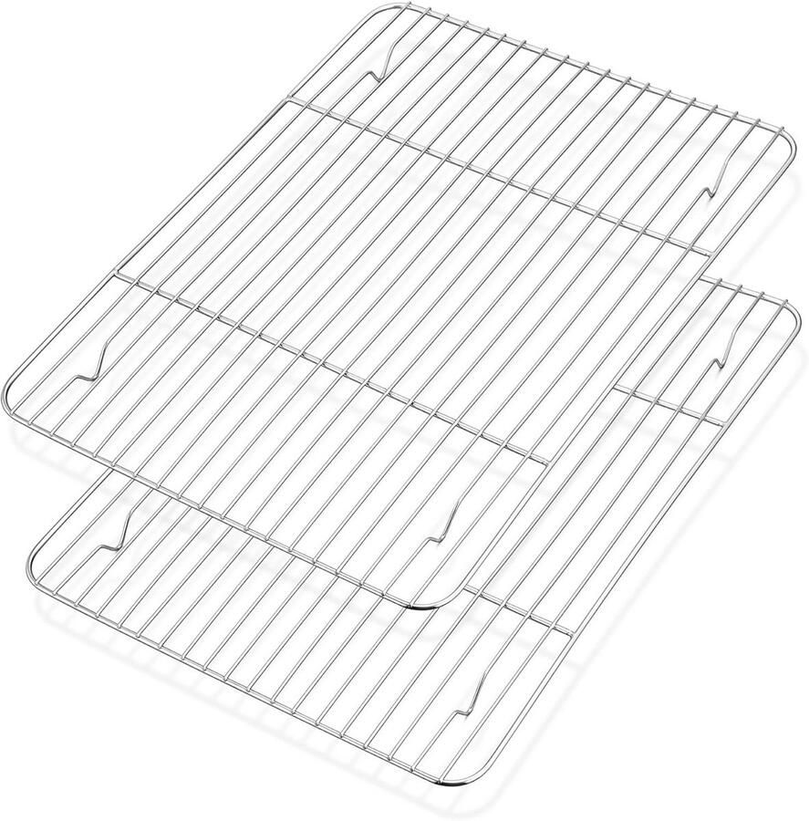 Roestvrijstalen Afkoelrooster Set van 2 Perfect voor Bakken Grillen en Koelen 38 6 x 28 4 x 1 5 cm