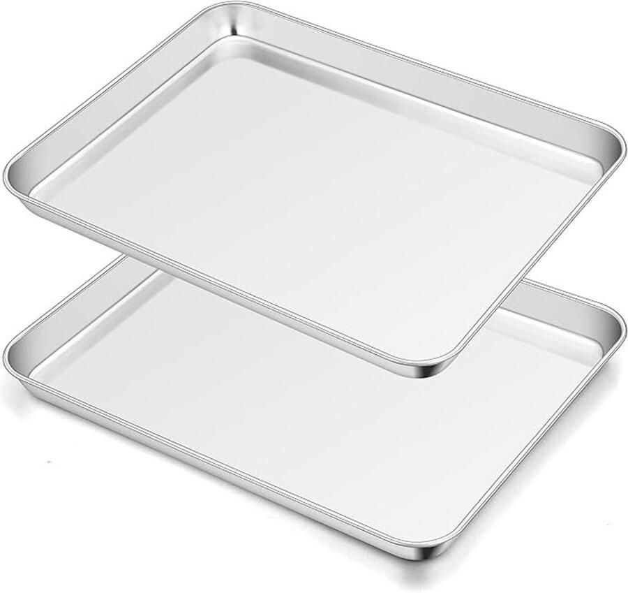 Roestvrijstalen Bakplaat 2 Stuks 40x30 cm Ovenplaat voor Bakken Braden en Serveren