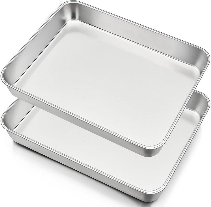 Roestvrijstalen Bakplaat 31 x 24 cm Diepe Multifunctionele Ovenvorm voor Bakken en Braden