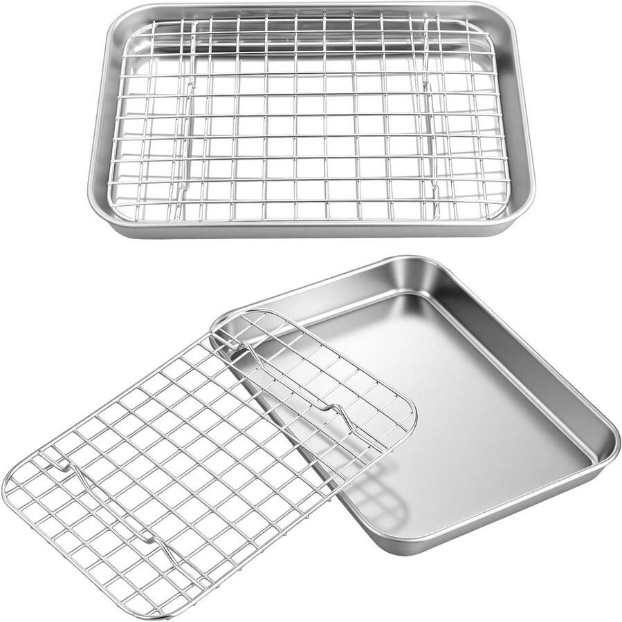 Roestvrijstalen bakplaat Bakset met rooster Bakken en koelen Premium kwaliteit staal 235 x 175 cm Zilver