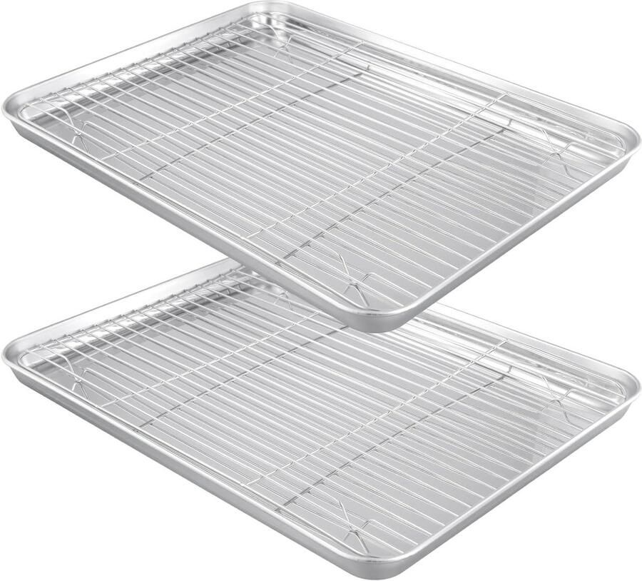 Roestvrijstalen bakplaat Koekjesplaat Oven Bakken en koken Met opgerolde randen 40 x 30 cm Zilver