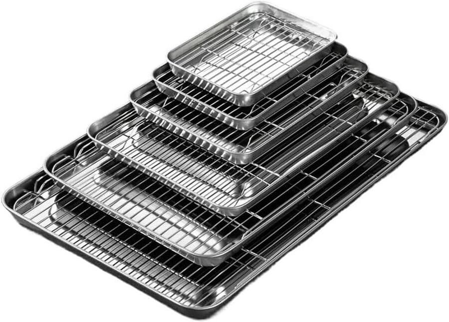 Roestvrijstalen Bakplaat Koelrooster Bakvorm Thuis Bakken Gelijkmatige Warmte 39 X 28 X 1.5cm Zilver