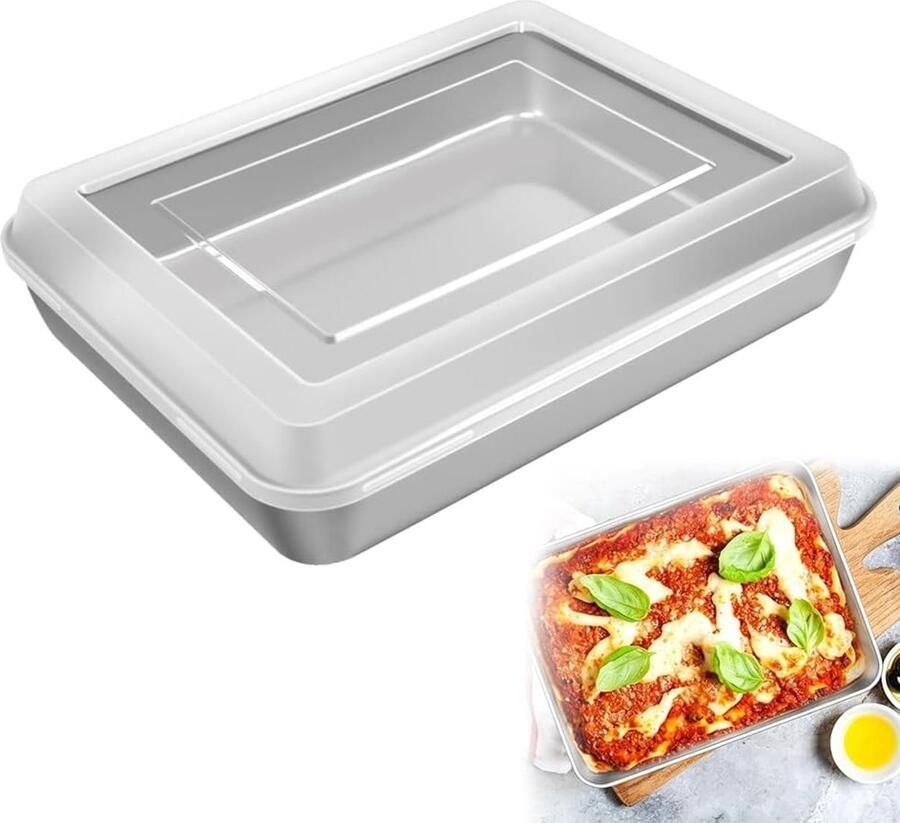 Roestvrijstalen Bakplaat met Deksel Rectangulaire Ovenvorm voor Taarten Brownies en Lasagne 31 x 24 x 5 cm Vaatwasserbestendig en Duurzaam