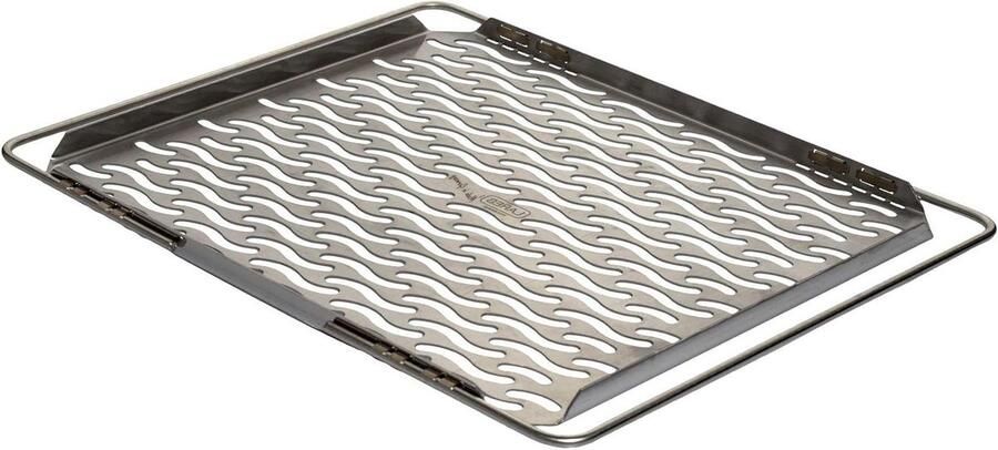 Roestvrijstalen Bakplaat met gaten Gelijkmatig Bakken Uittrekbare Beugels 32 x 37 cm Zilver